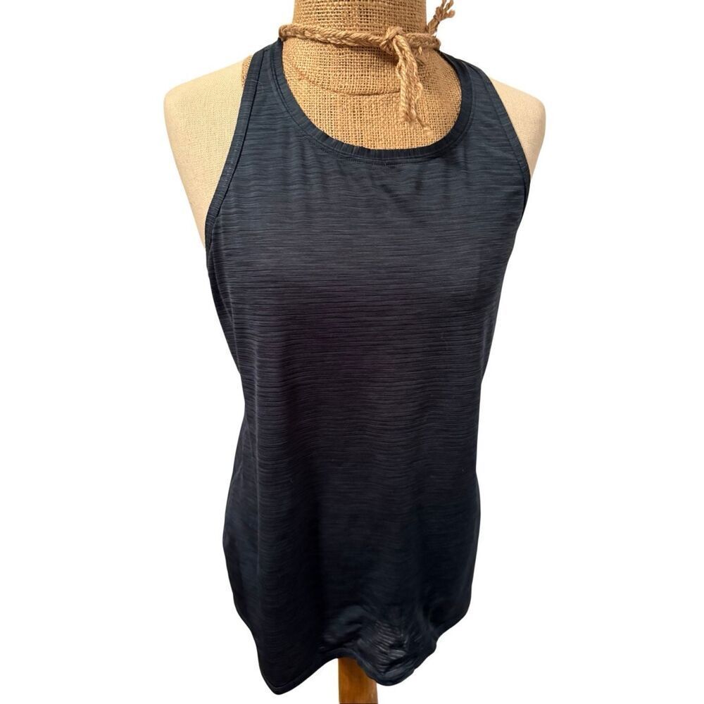 Athleta racerback tank top sz medium blue sleeveless top striped